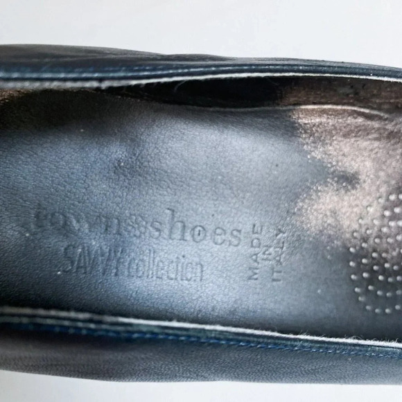 Vintage  Town Shoes Horsebit Detail Black Low Wedge Loafers 38.5 - Picture 9 of 11